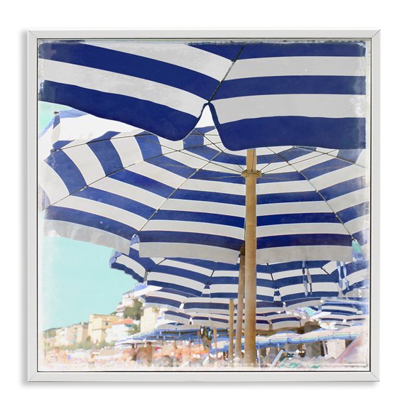 Stupell Industries Under Beach Umbrellas Nautical & Beach Painting White Framed Art Print Wall Art, 17 x 17