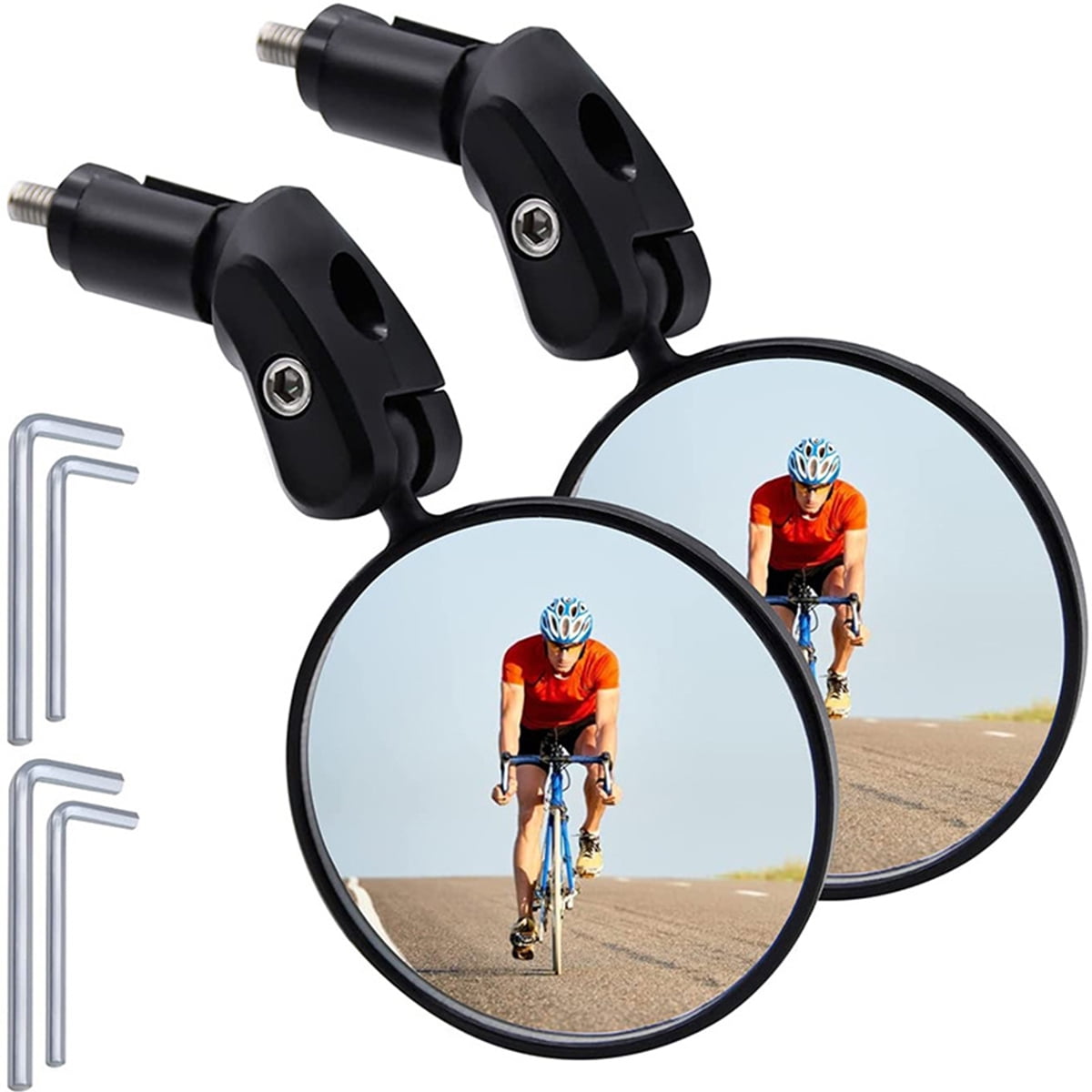 360°Rotation HD Plastic Convex Rearview Mirror Bike Mirrors Fits Handlebar of Hole Inside Within 17.4~22mm,Universal for Mountain Road Bike,Cycling,Ebike Bicycle 1 piece 