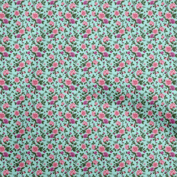 oneOone Cotton Flex Arctic Blue Fabric Florals Sewing Craft Projects Fabric Prints By Yard 40 Inch Wide