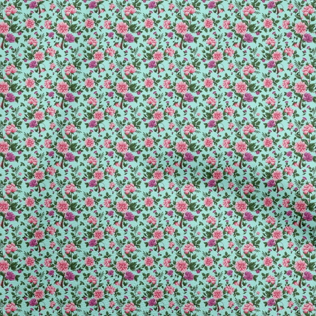 oneOone Silk Tabby Arctic Blue Fabric Florals Craft Projects Decor Fabric Printed By The Yard 42 Inch Wide
