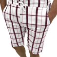 thumbnail image 2 of Pxiakgy mens shorts Men Casual Plaid Printed Business Mid Waist Stretch Drawstring Shorts With Pockets Men Casual Shorts Red + M, 2 of 6