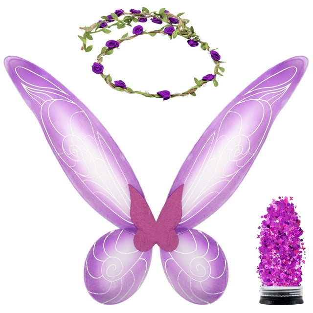 Accesorios de disfraz Increíbles alas y corona de hada moradas