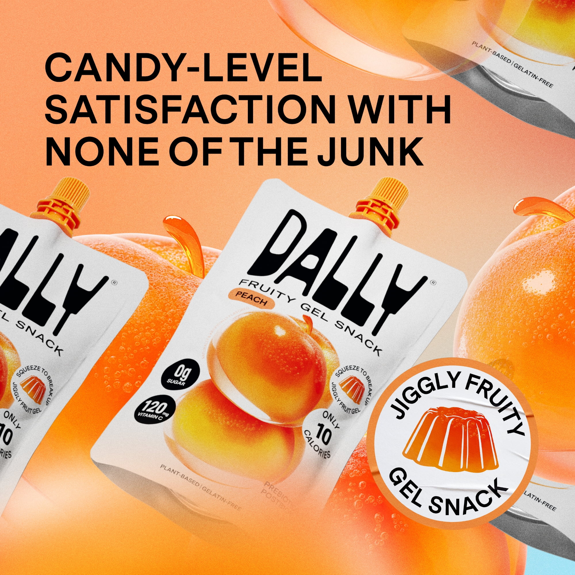 DALLY Peach Fruity Gel Snack, 5.07 Fl Oz Pouch
