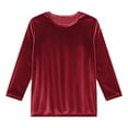 thumbnail image 6 of Huankd 2026 New Women Tops Three Quarter Length Sleeve Velvet T Shirts 3/4 Sleeves Pullover Casual Dressy Velour Tunic Blouses Watermelon Red S, 6 of 8