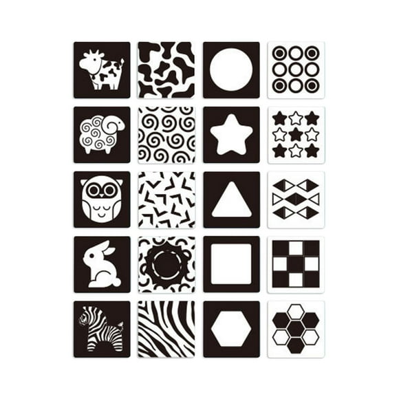 Tarjetas de contraste para bebés Tarjetas didácticas para la percepción y la concentración en preescolar en blanco y negro