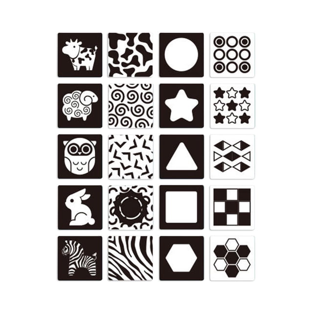 Tarjetas de contraste para bebés Tarjetas didácticas para la percepción y la concentración en preescolar en blanco y negro