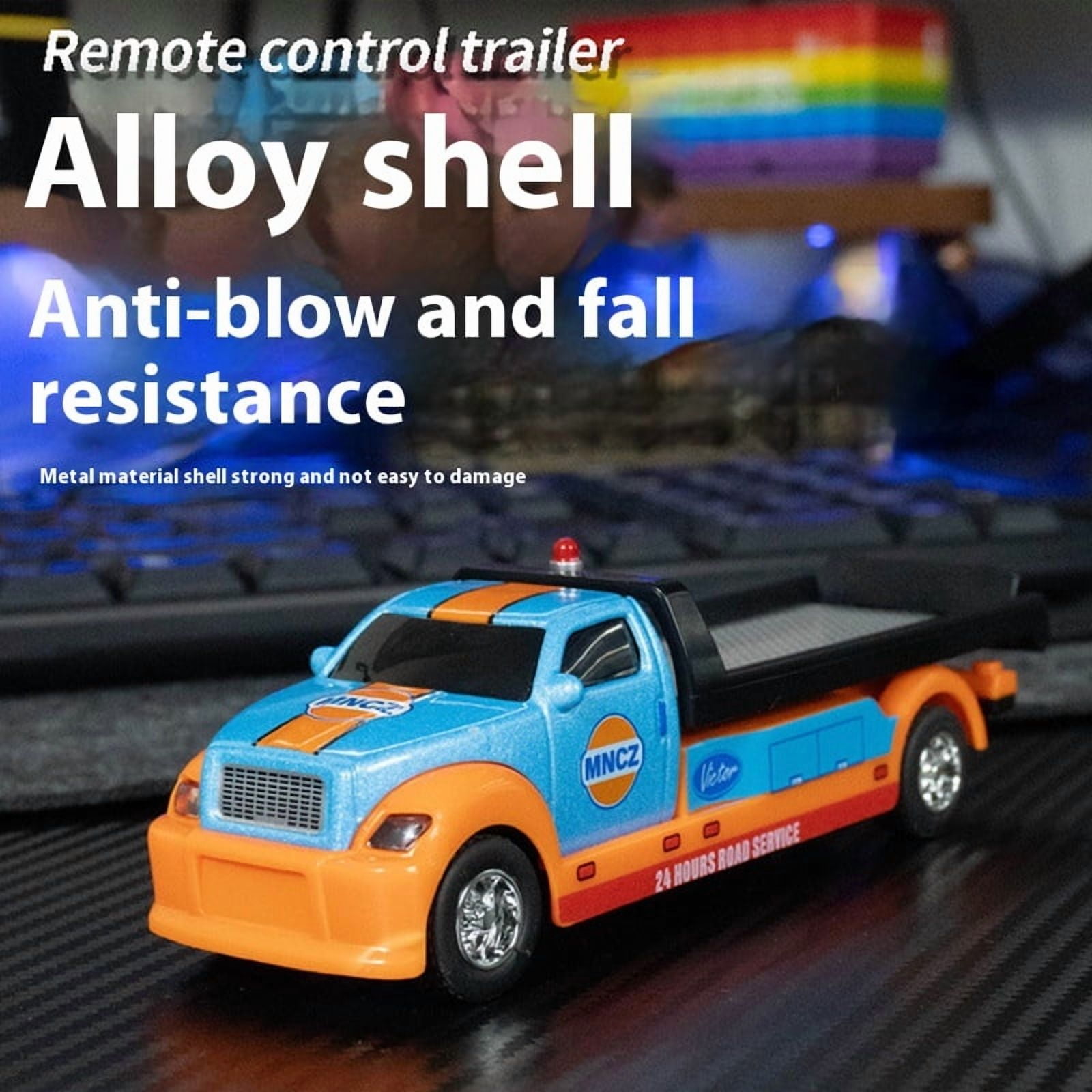 Mini RC Truck,1:64 Scale Car,Remote Control Car with Lights, 2.4Ghz Rc Truck with Trailer,Speed/Steering Adjustable
