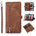 thumbnail image 1 of for Samsung Galaxy S20 Plus Wallet Case for Women Men, Flip Leather Shockproof Magnetic Zipper Pocket Wallet Purse Case w/Stand Card Slot Holder Wrist Strap for Samsung Galaxy S20+,Brown, 1 of 9