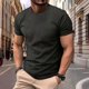 thumbnail image 1 of Playera Elvqul de Hombre de Color Sólido Gris Oscuro Manga Corta Economicas Botones Gym con Solapa, 1 of 6