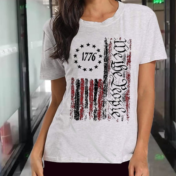Tops De Verano Blusa superior patriótica para mujer, atuendo diario informal, vacaciones (gris M) Cgtredaw Para estrenar