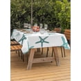 thumbnail image 3 of Outdoor Tablecloths with Umbrella Hole & Zipper, Teal Starfish Coastal 60 x102 Inch Rectangle Tablecloths, Summer Beach Ocean Waterproof Table Cloth, Patio/Pool/Picnic Table Covers, 3 of 8