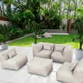 thumbnail image 6 of 5 Pieces Olefin Patio Conversation Set with Thickened Cushions 4-Seat Outdoor Furniture Set with Bean Bag Chairs (Light Beige), 6 of 8