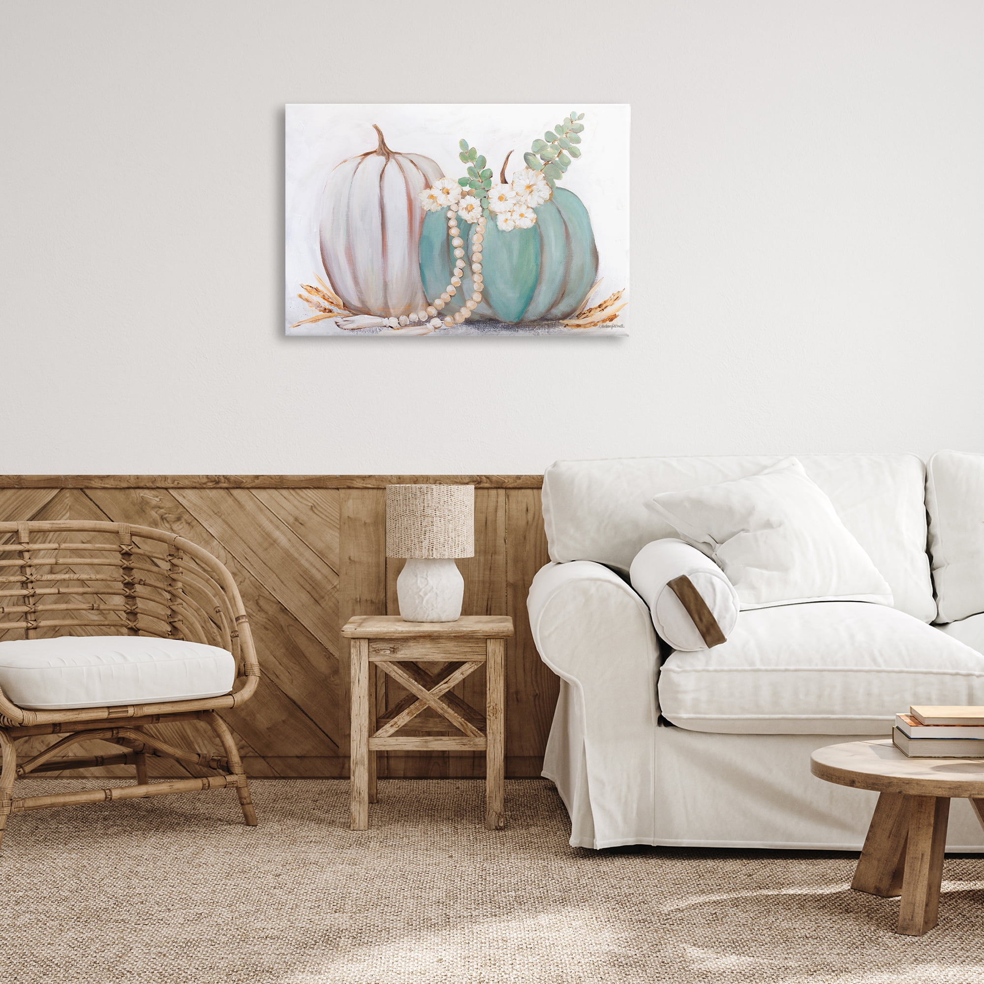 Stupell Industries Country Fall Pumpkins Botanical & Floral Painting Gallery Wrapped Canvas Art Print Wall Art, 30 x 20