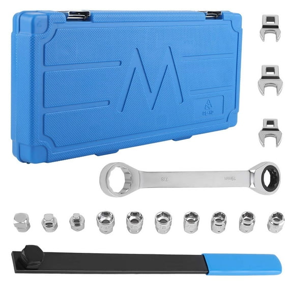 maXpeedingrods 15 PCS Ratcheting Serpentine Belt Tool Set, Serpentine Belt Tensioner Removal Installation Tool with Reversible Ratcheting Wrench, Socket Adapters, 6-Point Sockets, Crowfoot Wrenches