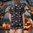 thumbnail image 5 of MEZZALL Girls Cartoon Cats Print Satin Pajamas Sets Short Sleeve Lapel Button Down Tops & Shorts 2 Piece Kids Sleepwear Cozy Nightwear, 5 of 6