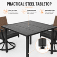 thumbnail image 4 of 5-Piece Patio Dining Set for 4, Outdoor Wicker Patio Table and Chairs Set with 4 Cushioned Swivel Rocker Chairs, Steel Tabletop with Umbrella Hole, Brown Rattan Outdoor Dining Furniture Set for Backy, 4 of 7
