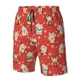 thumbnail image 6 of Uemuo Japanese Maneki Cats Pattern Men's Swim Trunks Hawaiian Beach Bathing Suit Swimsuits Beach Quick-Dry Shorts with Pockets-XX-Large, 6 of 9