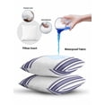thumbnail image 6 of Outdoor Throw Pillow Set of 2, Navy Blue Striped Waterproof Pillow with Insert Included, Modern White Striped Abstract Art Aesthetics Decorative Accent Cushion Lumbar Pillows for Patio, 12 x 20 In, 6 of 8