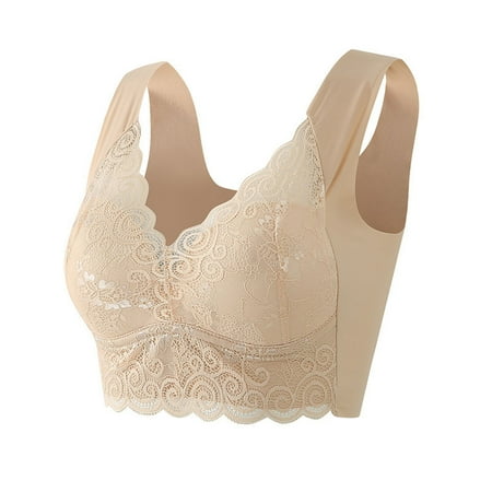 

Odeerbi Plus Size Bras for Women Fashion Lace Solid Strap Wrap Underwear Beige