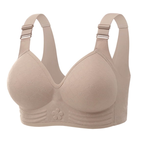 YUGYXL Wireless Bras for Women Plus Size Full Coverage with Support Front Closure No Underwire Comfortable Womens Push Up Bra Coffee 42