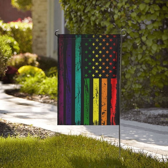Lgbt Gay Pride Rainbow Flag American Flag 3 Funny Garden Flag,Vertical Double Sized Personalized Flag Outside Decoration Yard Flag 28"X40"