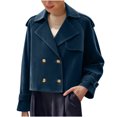 thumbnail image 5 of MaFYtyTPR Women's Fashion Jacket Casual Short Style Suede Solid Color Double Breasted Loose Long Sleeved Jackets Navy M, 5 of 5