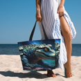 thumbnail image 6 of Kdxio Starry Sky Colorful Crocodile A for Beach Bag for Women Large Beach Tote Bag Waterproof Sandproof Swim Bag with Zipper Pockets Beach Vacation Travel, 6 of 7