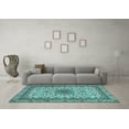 thumbnail image 3 of Ahgly Company Indoor Round Medallion Light Blue Traditional Area Rugs, 6' Round, 3 of 4