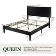 thumbnail image 7 of Amolife Queen Bed Frame with Adjustable Velvet-Studded Headboard, Black, 7 of 7