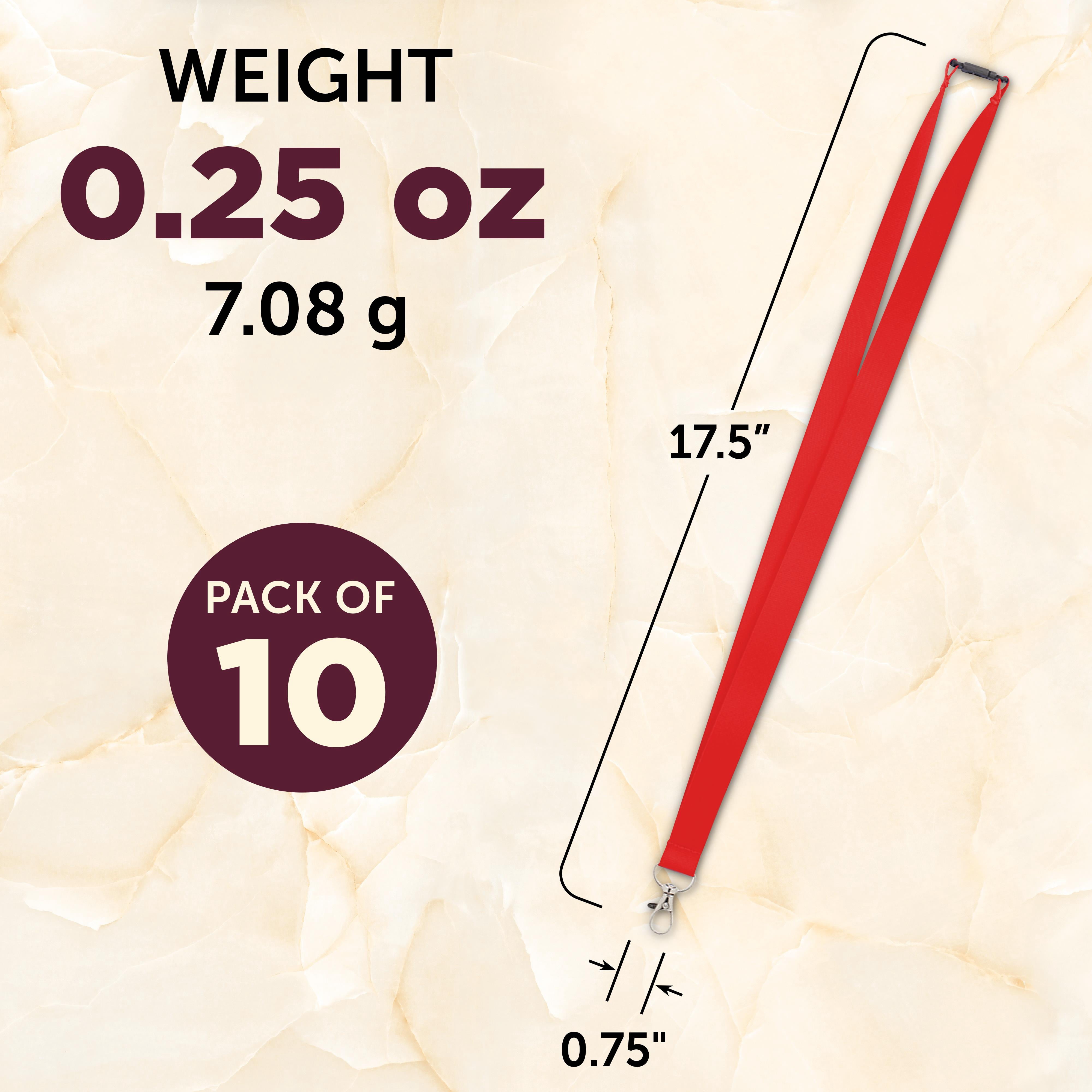 Pop Nylon Lanyards with Snap and Lobster Clip Set of 10, Bulk Pack - Perfect Item to Give to Employees, Students or Even to Sport Fans - Red