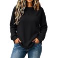 thumbnail image 2 of IUYRTFE Women's Round Neck Waffle Knit Long Sleeve Pullover Solid Color Casual Top with Seam Detail, 2 of 7