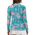 thumbnail image 2 of Yuyamidu Cherry Blossom Women V Neck Golf Shirts Blue Long Sleeve Zip Up Golf Tops Sports Pullover Workout Shirts Activewear Size XS, 2 of 8