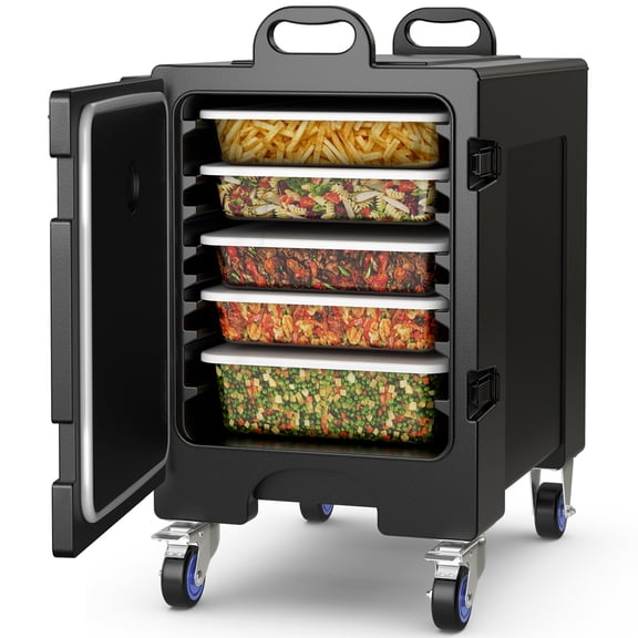 Costway Insulated Food Pan Carrier Quart 5 Full-Size Pan 81 Capacity w/ Wheels