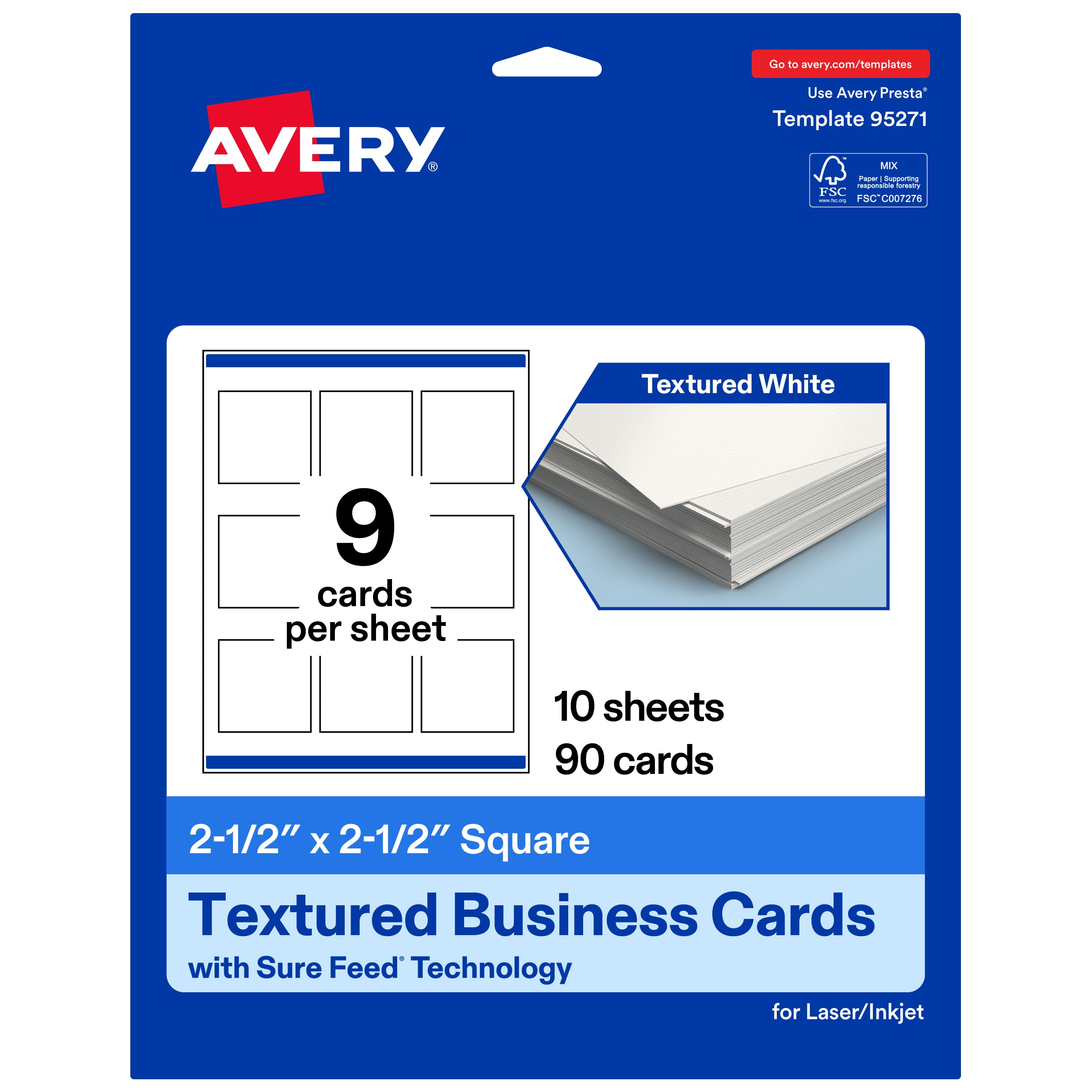 Avery Matte White Rectangle Cards, 2.5