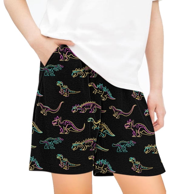 Odeerbi 5-14 Años Niños Niñas Verano Dinosaurio Imprimir Pantalones Cortos Entrenamiento Atlético Pantalones Cortos Deportivos Lindo Transpirables