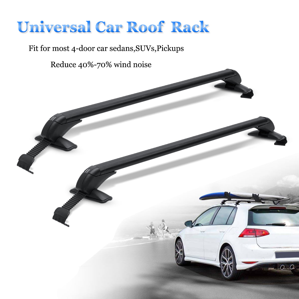 Naked Roof YHAAVALE 53 Adjustable Luggage Cross Bars,Universal Roof Rack Cross Bars Keyed Locking Fit for Car Without Roof Side Rail 