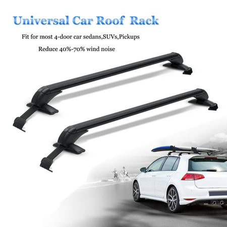 1Pair Universal Roof Rack Cross Bars Luggage Carrier Rubber Lightweight Lockable Anti-theft Base Angle Adjustable For SUV Car 39.4inch