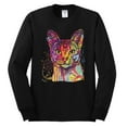 thumbnail image 2 of Wild Bobby Dean Russo Colorful Cat Abyssinian Cat Lover Men Long Sleeve Shirt, Black, Small, 2 of 5