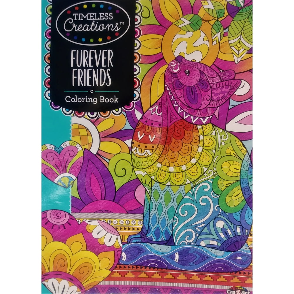 CraZArt Timeless Creations Coloring Book, Furever Friends, 64 Pages
