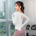 thumbnail image 3 of Camiseta de yoga de verano de manga larga, ajustada y sexy, ropa deportiva de secado rápido, camiseta deportiva fina de verano, 3 of 5