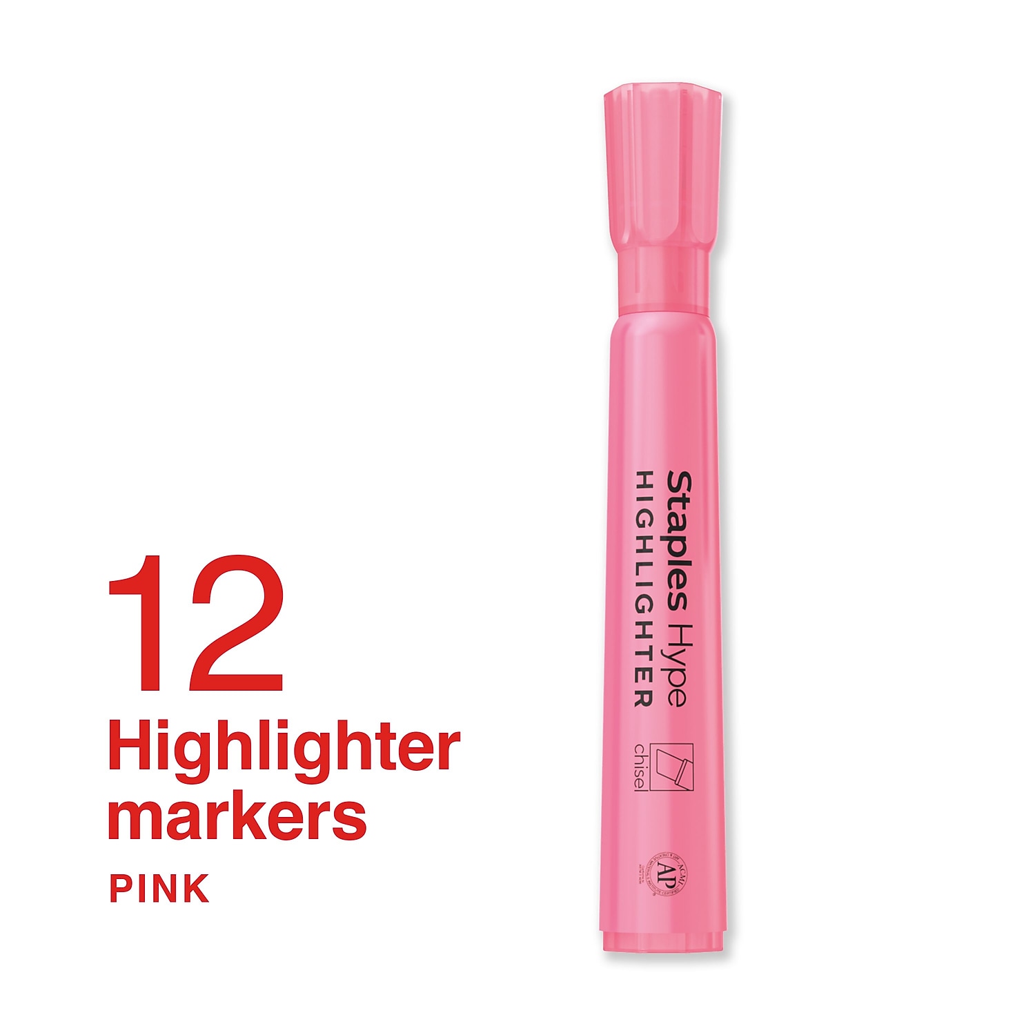 Staples Hype Tank Highlighter Chisel Tip Pink 12-Pack photo 2