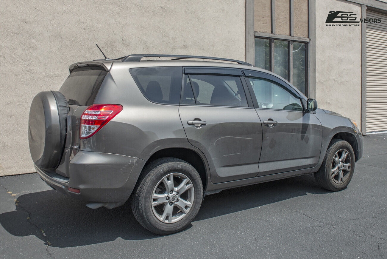 Replacement For 2006-2012 Toyota Rav4 | EOS Visors JDM Tape-On Style SMOKE TINTED Side Vents Window Deflectors Rain Guard DWV-V72