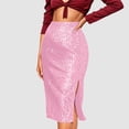 thumbnail image 5 of Women's Sequin Bodycon Pencil Skirt, High Slit with Zipper Detail, Glamorous Midi Skirt for Evening Parties or Night Out, Pink - 2XL, 5 of 7