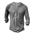 thumbnail image 4 of Mens T-Shirts Autumn Winter Solid Color V Neck Button Long Sleeve Fashion Casual Tops Tee Shirts Sportwear, 4 of 4