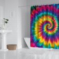 thumbnail image 2 of Yellow and Purple Tie Dye Pattern Modern Waterproof Shower Curtain Set with 12 Hooks, Washable Decorative Bathroom Shower Curtain, 2 of 6