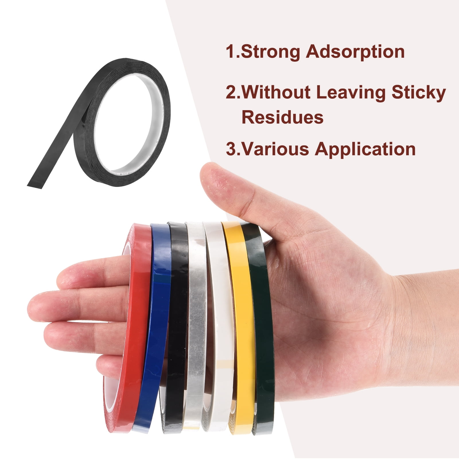 Uxcell 10 Rolls Whiteboard Tape Graphic Chart Tape 15mm 54.7 Yard Art Tape Thin Self-Adhesive Pinstripe Tape Masking Tape, Black
