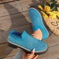 thumbnail image 6 of Women's Knit Rhinestone Platform Sneakers Breathable Mesh Round Toe Slip On Lug Sole Loafers Lightweight Walking Sport Casual Shoes, 6 of 6
