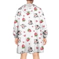 thumbnail image 2 of Wearable Oversized Blanket,White Cow Strawberry Heart Pattern Wearable Blanket Hoodie for Adults,Cozy Hooded Blankets with Super Pockets,Super Warm Fuzzy Pullover for Women & Men, 2 of 6