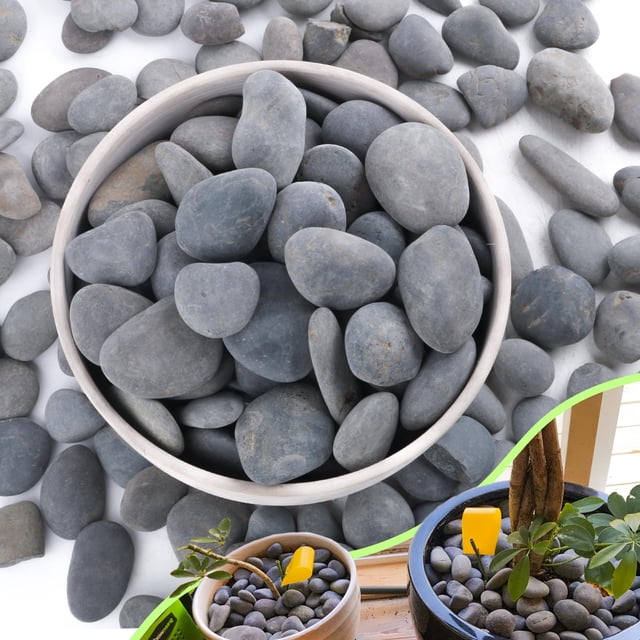 Piedras de jardín naturales CJGQ River Rocks, grises, de 2,5 a 5 cm, 7 libras