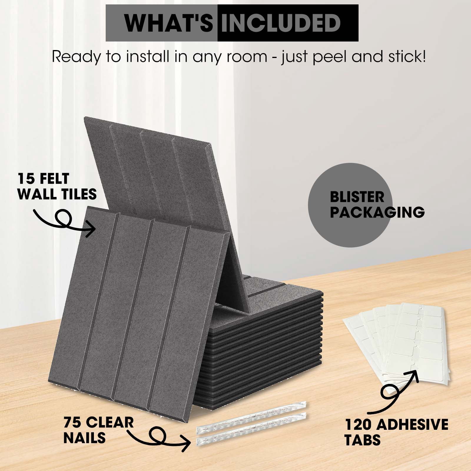 MYMULIKE  15 Pack Large Cork Board for Wall 59" x 36",Felt Bulletin Board with 75 Push Pins,Thick Cork Board for Office Kitchen Classroom, Dark Greyck
